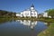 Spaso-Eleazarovsky Monastery on a sunny May day. Pskov region, Russia