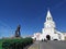 Spasskaya Tower of the Kazan Kremlin. The monument to Musa Jalil was erected in 1966 on the square in front of the main gate of