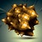 Spatial vector golden digital object , 3d technology fig