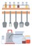 Spatula and Fork, Spices in Glasses Kitchen Tools