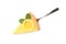 Spatula with lemon tart slice isolated on background