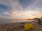 Speactacular coast view of a sea beach at sunset.