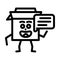 speak cardboard box character line icon vector illustration