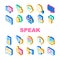 Speak Conversation And Discussion Icons Set Vector