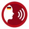 Speak German - voice icon and German flag