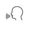 Speak voice vector icon person. Talk speech wave command sound control face sound icon