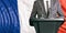 Speaker on France flag background. 3d illustration