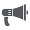 Speaker glyph icon, loud and announcement, megaphone sign, vector graphics, a solid pattern on a white background.