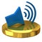 Speaker icon on gold podium