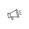 Speaker icon. Loud announce. Loudspeaker sign. Shout in megaphone. Bullhorn alert. Noise speaker. Speak news