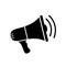 Speaker icon. Loudspeaker sign. Loud announce. Shout in megaphone. Bullhorn alert. Noise speaker. Speak news announcement. Loud so