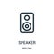 speaker icon vector from free time collection. Thin line speaker outline icon vector illustration. Linear symbol for use on web