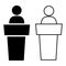 Speaker icon vector set. presenter speaker on podium illustration sign collection. business public conference symbol.