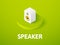 Speaker isometric icon, isolated on color background