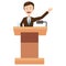 Speaker makes a report icon, cartoon style