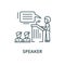 Speaker,presentation,podium tribune stand vector line icon, linear concept, outline sign, symbol