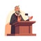 Speaker at the pulpit flat cartoon isolated on white background. Vector illustration