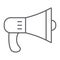 Speaker thin line icon, loud and announcement, megaphone sign, vector graphics, a linear pattern on a white background.