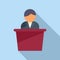 Speaker tribune icon flat vector. Speech podium