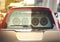 Speakers in car on street view in car audio concept