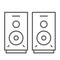 Speakers thin line icon, Media concept, audio speaker sign on white background, stereo speakers icon in outline style