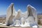 Spechless Plaster White Statues as Symbols of the Abandoned Mine