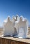 Spechless Plaster White Statues as Symbols of the Abandoned Mine