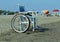 Special aluminum wheelchair to enter on the sea water
