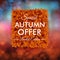 Special autumn offer advertisement poster. Blurred background wi