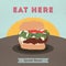 Special burger poster. Vector illustration decorative design