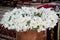 Special Decor for Baptism. The baptismal font and the priest table. Baptism ceremony