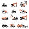 special machinery tractor icons set