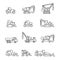 special machinery tractor outline icons set