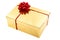 Special occasion present, luxury gifts and giving and receiving presents concept with ornate gold gift box with red bow and ribbon