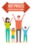 Special Offer Banner with Happy Family Vector Icon