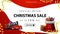 Special offer, Christmas sale, up to 50% off, red and white discount banner with smooth lines, red vintage car.