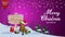 Special offer Christmas sale up to fifty percent off pink discount banner with garland bear in Santa hat sits next to wooden