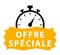 Special offer in french. Yellow and black vector icon with chronometer.
