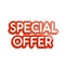 Special offer red colored banner on white background.