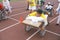 Special Olympics athlete on stretcher, competing in race, UCLA, CA