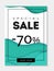 Special sale banner template. Paper cut style. Aquamarine color background