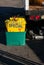 Special signs in tub for advertising goods at the local swap meet