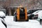 Special snow removal equipment left for snow removal in winter. Heavy snowfall in the city, people can not cope