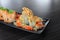Special sushi with crispy tempura flour and flying fish roe - Japanese food recipe