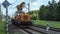 Special train with a landing crane for service and repair of electrical networks on the railway