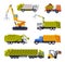 Special Vehicles Set, Garbage Truck, Bulldozer, Waste Collection, Transportation and Recycling Concept Flat Style Vector