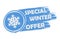 Special winter offer with snowflake sign, drawn banner