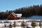 Special wooden  house in the Canadian winter