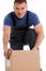 Specialist courier delivery service carries boxes