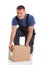 Specialist courier delivery service carries boxes